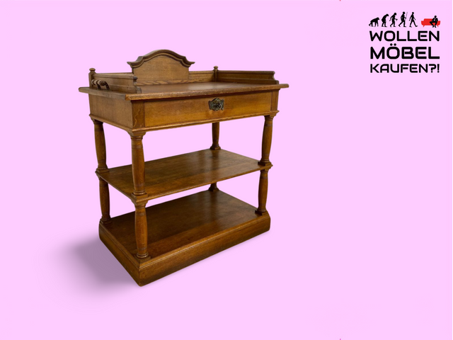 WMK # Sehr gut erhaltene nordische antike Anrichte, Vollholz, mit Schublade & Ablagen # Beistelltisch Holztisch Küchenschrank Küchenregal Geschirrschrank Kommode Konsole Flurkommode Jugendstil Vintage