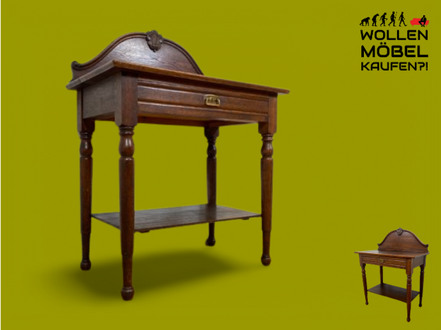 WMK I Wunderschöner nordischer antiker Konsolentisch aus Eichenholz mit Schublade & Ablage I Kommode Konsole Tisch Küchenschrank Küchenregal Anrichte Jugendstil Gründerzeit Vintage Berlin Kiel Dresden