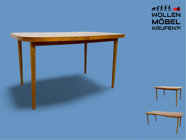WMK I Sehr schöner skandinavischer Vintage Esstisch mit hübschen Tischbeinen, ausziehbar auf 180cm I Tisch Holztisch Küchentisch Ausziehtisch Dining Table 70er 80er Berlin Nürnberg Frankfurt Bremen