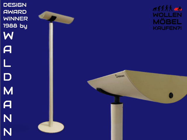 WMK I Design Award Gewinner aus 1988 I Hochwertige weiße Vintage Designer Standleuchte IBS 236 von Waldmann aus Metall I Steh Leuchte Lampe Deckenfluter Wohnzimmerlampe Vintage Space Age 80er Berlin