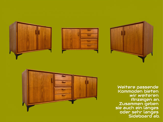 WMK # Zeitlos schöne Kommode aus skandinavischem Möbelkorpus in Teakholz auf Metallfüßen # Sideboard Wäschekommode Schubladenkommode TV-Bank TV-Lowboard Danish Design Mid-Century Vintage Hairpin Teak