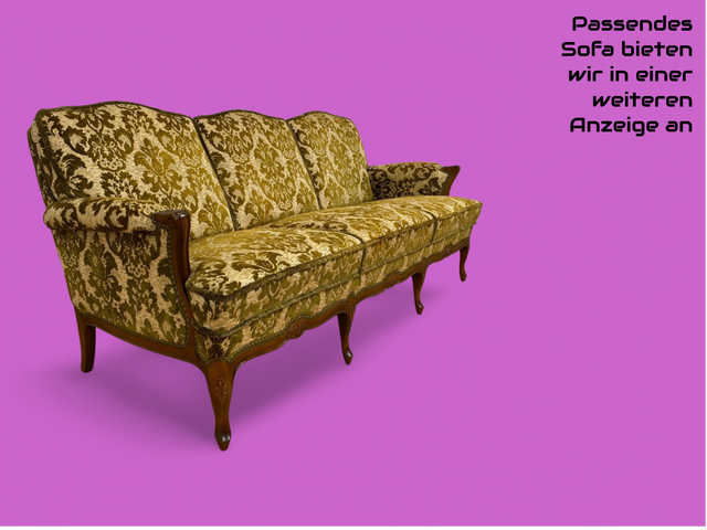 WMK # 1/2 Eleganter, gemütlicher und sehr gut erhaltener Chippendale Sessel mit wunderbarem Brokat Bezug & handverziertem Holzrahmen # Lesesessel Armchair Sitzgarnitur Stilmöbel Barock Rokoko Vintage
