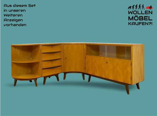 WMK I Hübsche helle Mid-Century Kommode mit Schubladen und formschönen Holzgriffen I Schubladenkommode Wäschekommode Flurkommode Drawer Chest Schrank Sideboard Vintage 50er 60er Berlin Hamburg Bochum