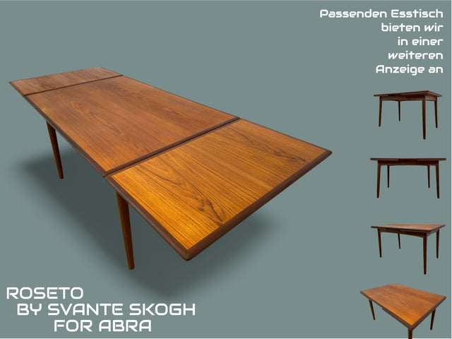 WMK # Skandinavisches Mid-Century Designer Highboard "Roseto" by Svante Skogh for Abra, Vollholz in Teak, mit Schubladen & Bar # Sideboard Schrank Barschrank Kommode Danish Design Vintage Teak 60er