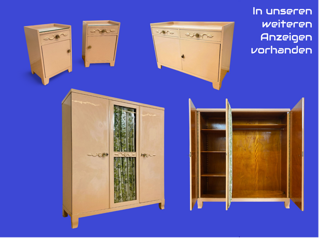 WMK # Besonders schöne und geräumige 30er Jahre Art Deco Kommode in zart Rosa aus vollem Holz mit Schubladen und Messinggriffen # Schrank Sideboard Wäschekommode Schuhkommode Antik Vintage Berlin Köln