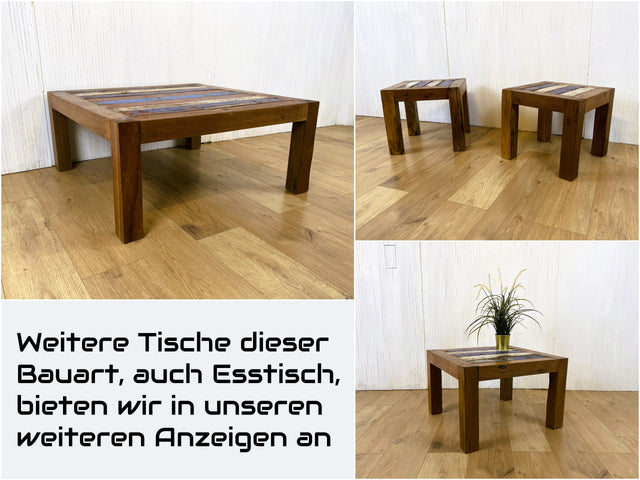 Boatwood by WMK # Sehr hübscher kleiner Couchtisch aus altem Bootsholz, ein handgefertigtes Unikat aus massivem Teakholz # Beistelltisch Wohnzimmertisch Tischchen Coffee Table Blumentisch Bootsmöbel
