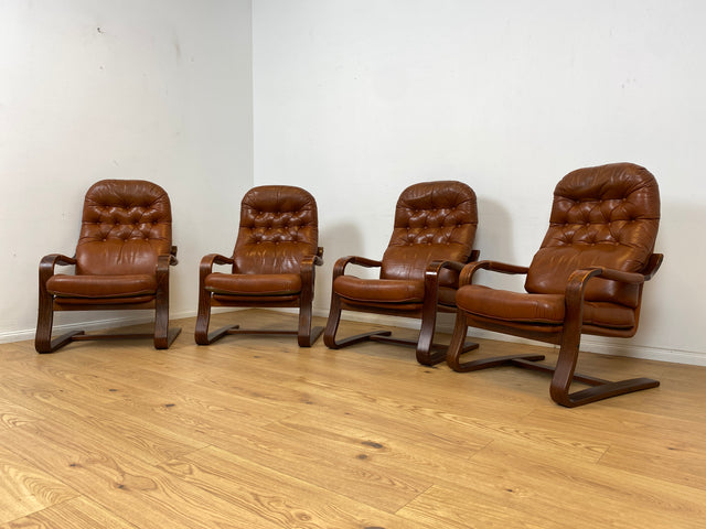 WMK 1/4 Beautifully designed, very comfortable & well-preserved Scandinavian leather armchair with quilted genuine leather # Armchair Reading Chair Relaxation Chair Easy Chair TV Chair Leather Vintage Mid-Century # Unit price