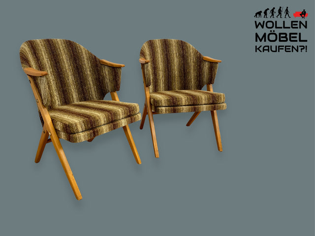 WMK 1/2 Formschöner und gemütlicher skandinavischer Mid-Century Loungesessel mit gut erhaltenem Originalbezug # Sessel Lesesessel Clubsessel Stuhl Armlehnenstuhl Vintage Retro 60er # Versand möglich
