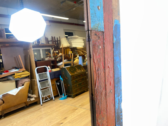 Boatwood by WMK I 100x195cm großer Spiegel I handgefertigtes Unikat aus altem Bootsholz in Originalfarben I bunter Wandspiegel Standspiegel Ganzkörperspiegel Flurspiegel Garderobe Berlin Köln Hannover