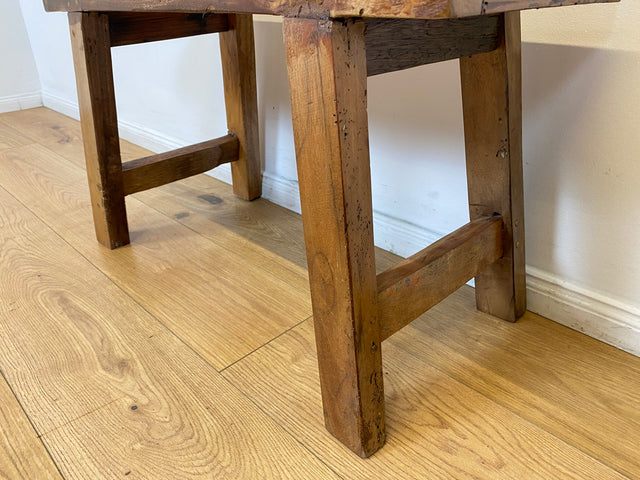 Boatwood by WMK I Bunte 75cm lange Bank aus altem Bootsholz I handgefertigtes Unikat I Patchwork aus Teakholz massiv # Holzbank Gartenbank Bench Küchenbank Sitz Gartenmöbel Balkonmöbel Treibholz Sylt