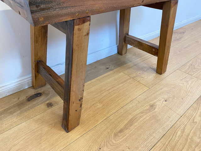 Boatwood by WMK I Bunte 75cm lange Bank aus altem Bootsholz I handgefertigtes Unikat I Patchwork aus Teakholz massiv # Holzbank Gartenbank Bench Küchenbank Sitz Gartenmöbel Balkonmöbel Treibholz Sylt