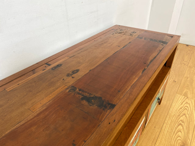 Boatwood by WMK I Handgefertigtes 150cm langes TV-Lowboard aus altem Bootsholz I nachhaltiges Unikat aus massivem Teakholz I Sideboard Kommode Bank Board Anrichte Bootsmöbel Rostock Bayern Düsseldorf