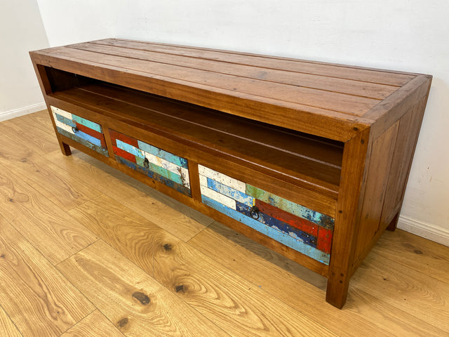 Boatwood by WMK I Besonders schönes 180 cm langes TV Lowboard aus altem Bootsholz I nachhaltiges & handgefertigtes Unikat I Teakholz massiv I Kommode Bank Board Anrichte Bootsmöbel Rostock Bremen Sylt