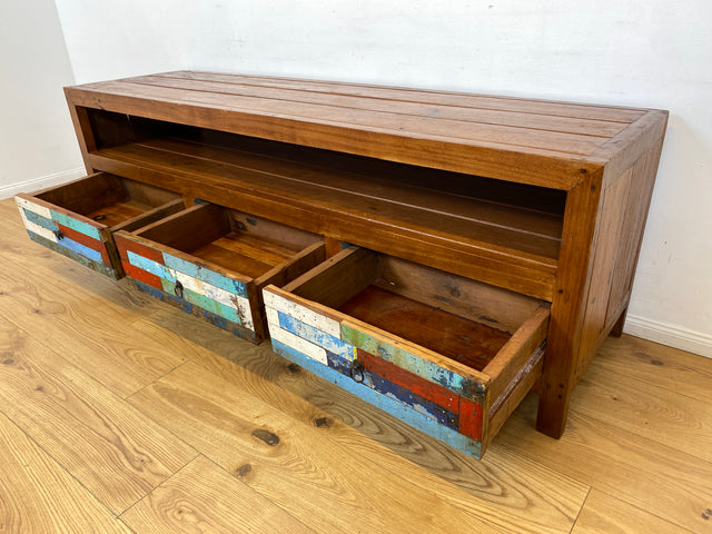 Boatwood by WMK I Besonders schönes 180 cm langes TV Lowboard aus altem Bootsholz I nachhaltiges & handgefertigtes Unikat I Teakholz massiv I Kommode Bank Board Anrichte Bootsmöbel Rostock Bremen Sylt