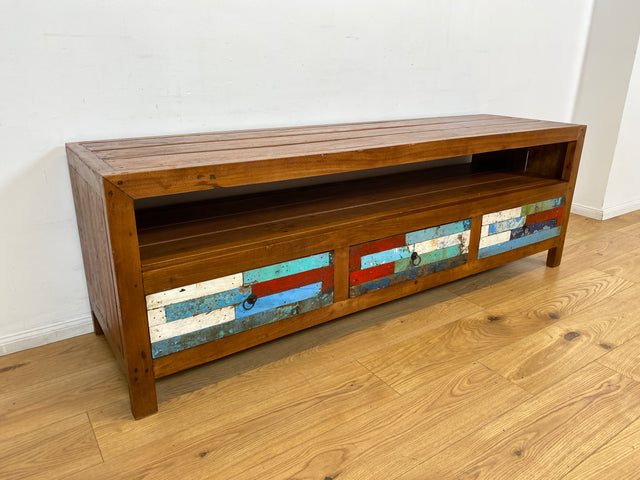 Boatwood by WMK I Besonders schönes 180 cm langes TV Lowboard aus altem Bootsholz I nachhaltiges & handgefertigtes Unikat I Teakholz massiv I Kommode Bank Board Anrichte Bootsmöbel Rostock Bremen Sylt