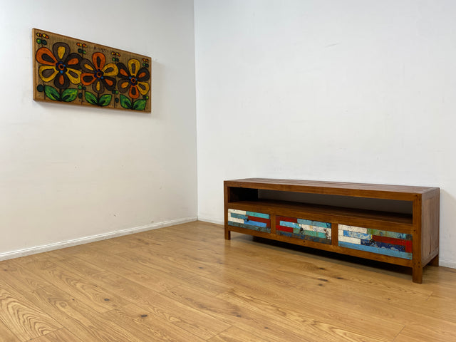 Boatwood by WMK I Besonders schönes 180 cm langes TV Lowboard aus altem Bootsholz I nachhaltiges & handgefertigtes Unikat I Teakholz massiv I Kommode Bank Board Anrichte Bootsmöbel Rostock Bremen Sylt