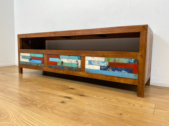 Boatwood by WMK I Besonders schönes 180 cm langes TV Lowboard aus altem Bootsholz I nachhaltiges & handgefertigtes Unikat I Teakholz massiv I Kommode Bank Board Anrichte Bootsmöbel Rostock Bremen Sylt