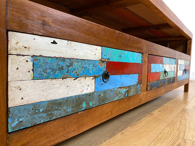 Boatwood by WMK I Besonders schönes 180 cm langes TV Lowboard aus altem Bootsholz I nachhaltiges & handgefertigtes Unikat I Teakholz massiv I Kommode Bank Board Anrichte Bootsmöbel Rostock Bremen Sylt