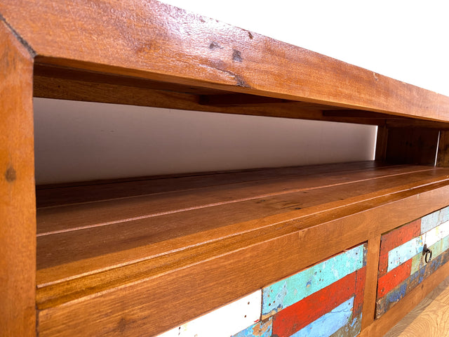 Boatwood by WMK I Besonders schönes 180 cm langes TV Lowboard aus altem Bootsholz I nachhaltiges & handgefertigtes Unikat I Teakholz massiv I Kommode Bank Board Anrichte Bootsmöbel Rostock Bremen Sylt