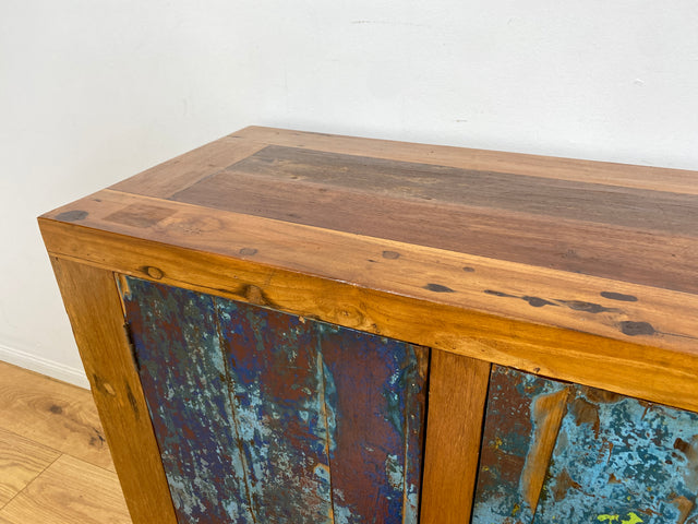 Boatwood by WMK # Sehr schönes 180cm langes Sideboard aus altem Bootsholz, ein handgefertigtes Unikat aus massivem Teakholz # Kommode Fernsehkommode Anrichte TV Bank TV Lowboard Bootsmöbel Chest Teak