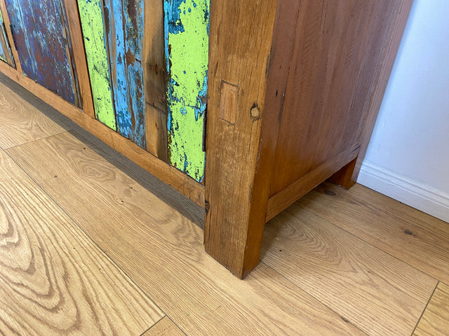 Boatwood by WMK # Sehr schönes 180cm langes Sideboard aus altem Bootsholz, ein handgefertigtes Unikat aus massivem Teakholz # Kommode Fernsehkommode Anrichte TV Bank TV Lowboard Bootsmöbel Chest Teak