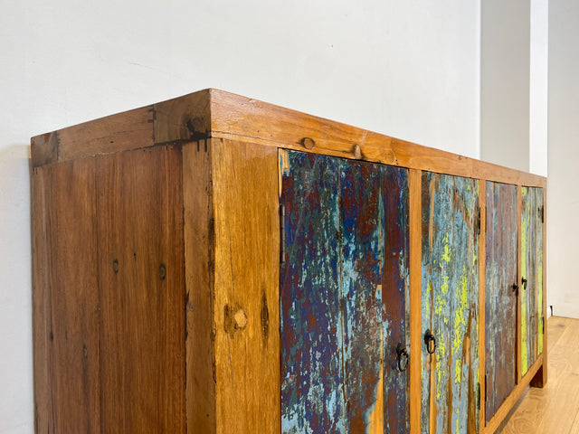 Boatwood by WMK # Sehr schönes 180cm langes Sideboard aus altem Bootsholz, ein handgefertigtes Unikat aus massivem Teakholz # Kommode Fernsehkommode Anrichte TV Bank TV Lowboard Bootsmöbel Chest Teak