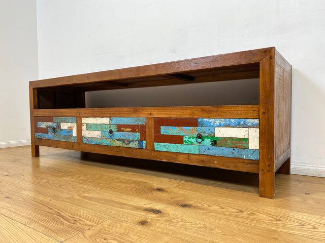Boatwood by WMK I Besonders schönes 180 cm langes TV Lowboard aus altem Bootsholz I nachhaltiges & handgefertigtes Unikat I Teakholz massiv I Kommode Bank Board Anrichte Bootsmöbel Rostock Bremen Sylt