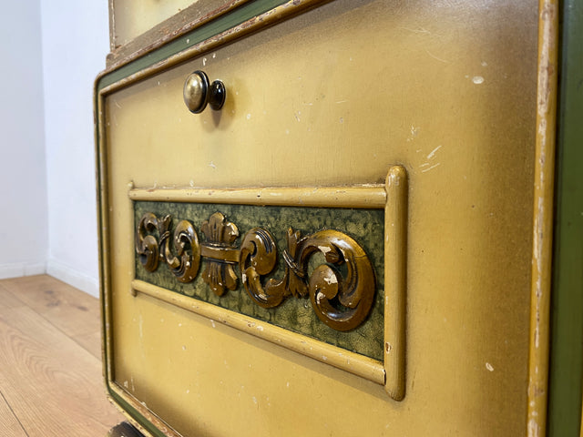 WMK I Wunderschöner jedoch abgerockter 1930er Jahre Art Deco Nachttisch mit Schublade I Nachtschrank Nachtkommode Nachtschränkchen Kommode Beistelltisch Antik Vintage Shabby Chic Berlin Leipzig Köln