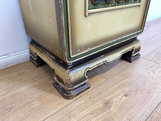 WMK I Wunderschöner jedoch abgerockter 1930er Jahre Art Deco Nachttisch mit Schublade I Nachtschrank Nachtkommode Nachtschränkchen Kommode Beistelltisch Antik Vintage Shabby Chic Berlin Leipzig Köln