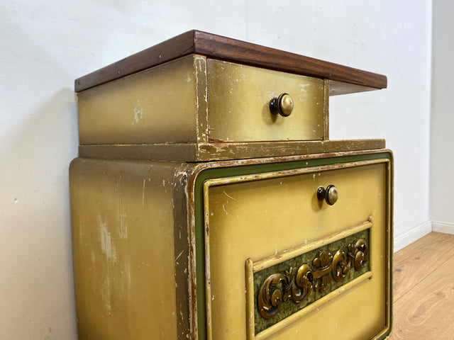 WMK I Wunderschöner jedoch abgerockter 1930er Jahre Art Deco Nachttisch mit Schublade I Nachtschrank Nachtkommode Nachtschränkchen Kommode Beistelltisch Antik Vintage Shabby Chic Berlin Leipzig Köln
