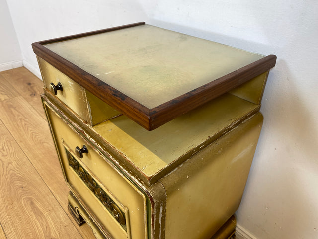 WMK I Wunderschöner jedoch abgerockter 1930er Jahre Art Deco Nachttisch mit Schublade I Nachtschrank Nachtkommode Nachtschränkchen Kommode Beistelltisch Antik Vintage Shabby Chic Berlin Leipzig Köln