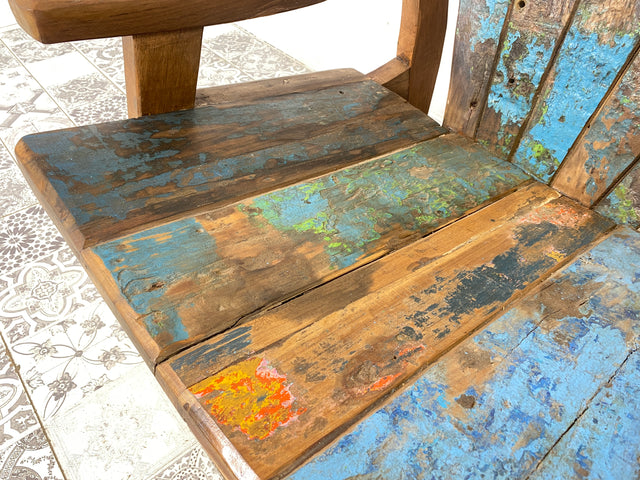 Boatwood by WMK # Formschöner & sehr robuster Relaxsessel aus altem Bootsholz, ein handgefertigtes Unikat aus massivem Teakholz # Sessel Lesesessel Clubsessel Holzsessel Gartenmöbel Balkonmöbel