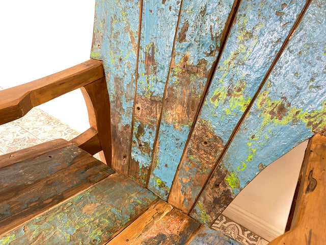 Boatwood by WMK # Formschöner & sehr robuster Relaxsessel aus altem Bootsholz, ein handgefertigtes Unikat aus massivem Teakholz # Sessel Lesesessel Clubsessel Holzsessel Gartenmöbel Balkonmöbel