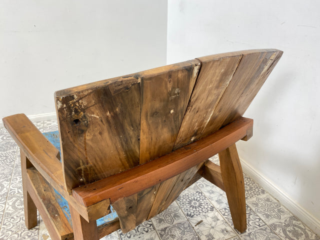 Boatwood by WMK # Formschöner & sehr robuster Relaxsessel aus altem Bootsholz, ein handgefertigtes Unikat aus massivem Teakholz # Sessel Lesesessel Clubsessel Holzsessel Gartenmöbel Balkonmöbel