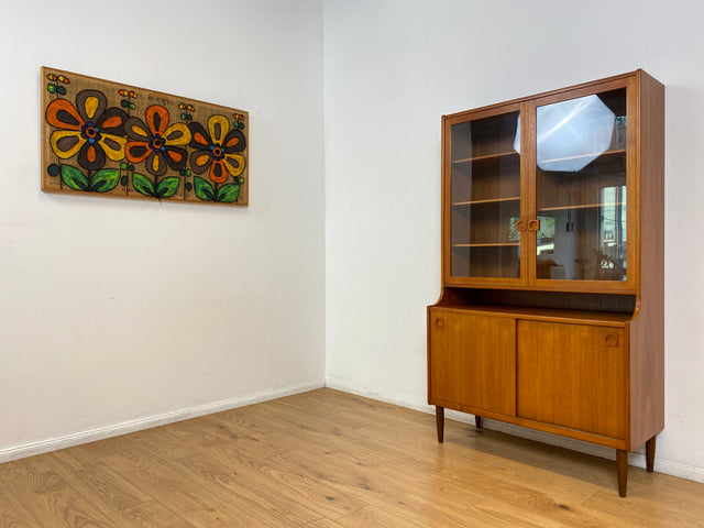 WMK # Hochwertige skandinavische Mid-Century Designer Vitrine von Brouer Møbelfabrik aus massivem Teakholz # Regal Bücherschrank Bücherregal Highboard Sideboard Glass Cabinet Danish Design Vintage
