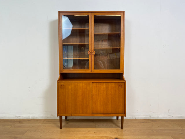 WMK # Hochwertige skandinavische Mid-Century Designer Vitrine von Brouer Møbelfabrik aus massivem Teakholz # Regal Bücherschrank Bücherregal Highboard Sideboard Glass Cabinet Danish Design Vintage