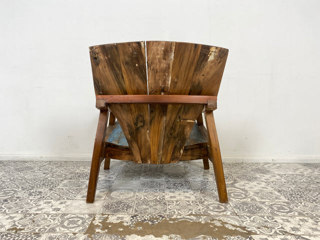 Boatwood by WMK # Formschöner & sehr robuster Relaxsessel aus altem Bootsholz, ein handgefertigtes Unikat aus massivem Teakholz # Sessel Lesesessel Clubsessel Holzsessel Gartenmöbel Balkonmöbel