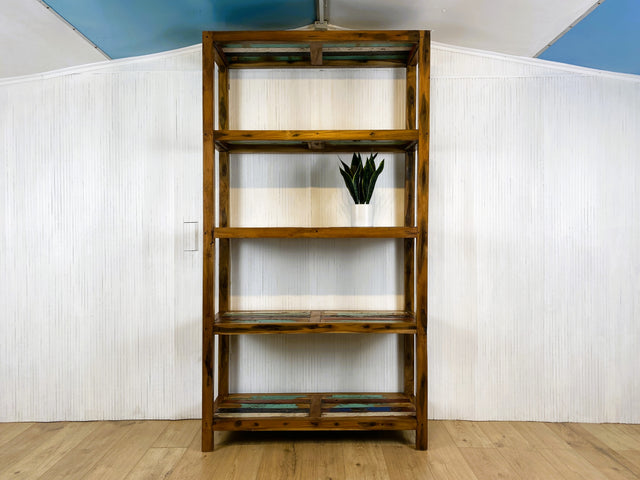 Boatwood by WMK # Schönes, sehr stabiles und hochwertiges Regal aus altem Bootsholz, ein handgefertigtes Unikat aus massivem Teakholz # Holzregal Bücherregal Küchenregal Bücherschrank Teak Bootsmöbel