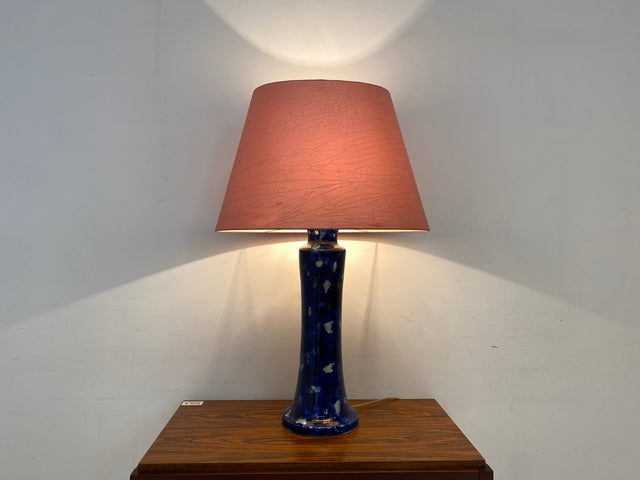 WMK Große und sehr interessante Retro Tischlampe mit rosa Lampenschirm und kunstvollem Lampenfuß aus Glas # Tischleuchte Lampe Leselampe Schreibtischlampe lamp Vintage Mid-Century # Versand möglich