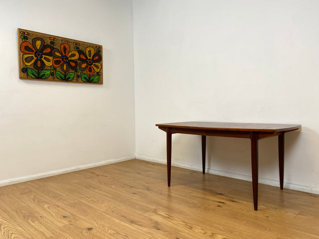 WMK # Stilvoller und 2-fach ausziehbarer skandinavischer Mid-Century Designertisch Roseto by Svante Skogh for Abra, in Teakholz # Tisch Esstisch Dining Table Holztisch Danish Design Vintage Teak 60er