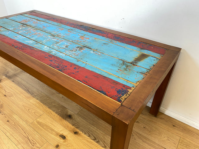 Boatwood by WMK I Besonders schöner 200x90cm großer Esstisch aus altem Bootsholz, ein handgefertigtes Unikat aus massivem Teakholz I Tisch Esszimmertisch Holztisch Küchentisch Gastro Dining Table