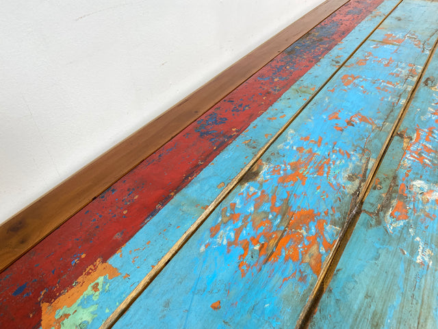 Boatwood by WMK I Besonders schöner 200x90cm großer Esstisch aus altem Bootsholz, ein handgefertigtes Unikat aus massivem Teakholz I Tisch Esszimmertisch Holztisch Küchentisch Gastro Dining Table
