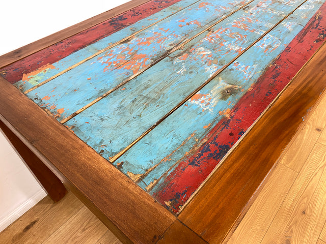 Boatwood by WMK I Besonders schöner 200x90cm großer Esstisch aus altem Bootsholz, ein handgefertigtes Unikat aus massivem Teakholz I Tisch Esszimmertisch Holztisch Küchentisch Gastro Dining Table