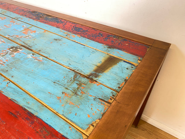 Boatwood by WMK I Besonders schöner 200x90cm großer Esstisch aus altem Bootsholz, ein handgefertigtes Unikat aus massivem Teakholz I Tisch Esszimmertisch Holztisch Küchentisch Gastro Dining Table