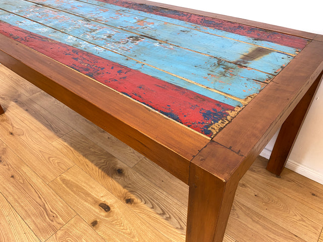 Boatwood by WMK I Besonders schöner 200x90cm großer Esstisch aus altem Bootsholz, ein handgefertigtes Unikat aus massivem Teakholz I Tisch Esszimmertisch Holztisch Küchentisch Gastro Dining Table