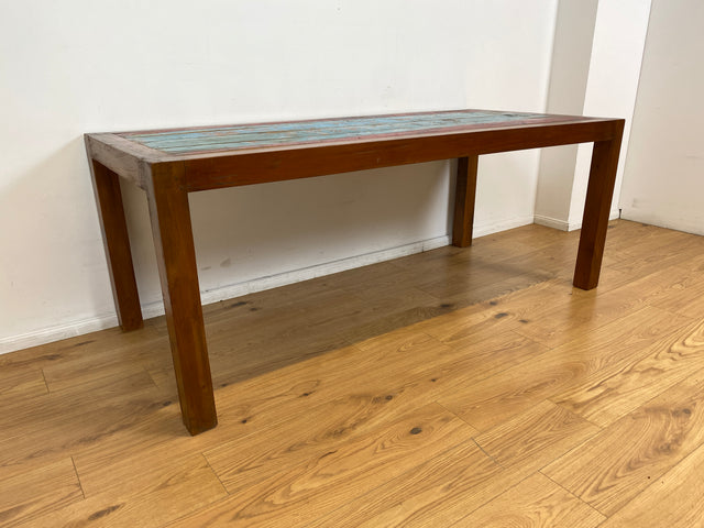 Boatwood by WMK I Besonders schöner 200x90cm großer Esstisch aus altem Bootsholz, ein handgefertigtes Unikat aus massivem Teakholz I Tisch Esszimmertisch Holztisch Küchentisch Gastro Dining Table