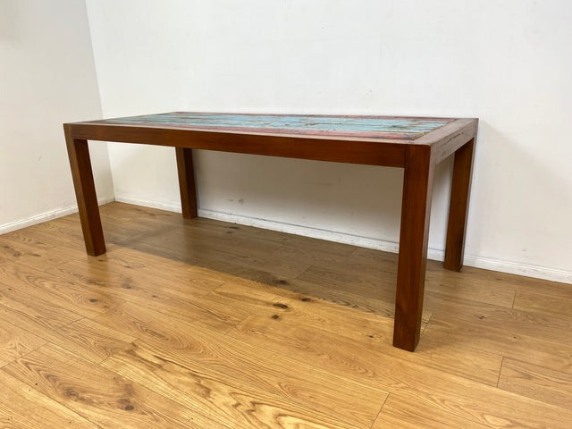 Boatwood by WMK I Besonders schöner 200x90cm großer Esstisch aus altem Bootsholz, ein handgefertigtes Unikat aus massivem Teakholz I Tisch Esszimmertisch Holztisch Küchentisch Gastro Dining Table