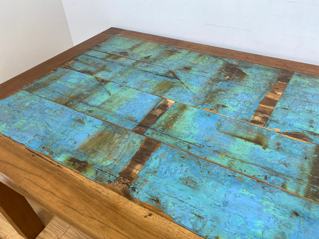 Boatwood by WMK I Imposanter 280x100cm großer Esstisch aus altem Bootsholz I handgefertigtes Unikat I Teakholz massiv I Tisch Tafel Esszimmer Küchen Garten Holz Dining Table Patchwork Berlin Kiel Sylt