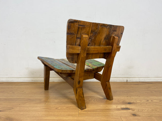 Boatwood by WMK # Besonderer Loungesessel aus altem Bootsholz, ein handgefertigtes Unikat aus massivem Teakholz , Outdoor geeignet # Sessel Relaxsessel Holzsessel Gartenmöbel Balkonmöbel Bootsmöbel