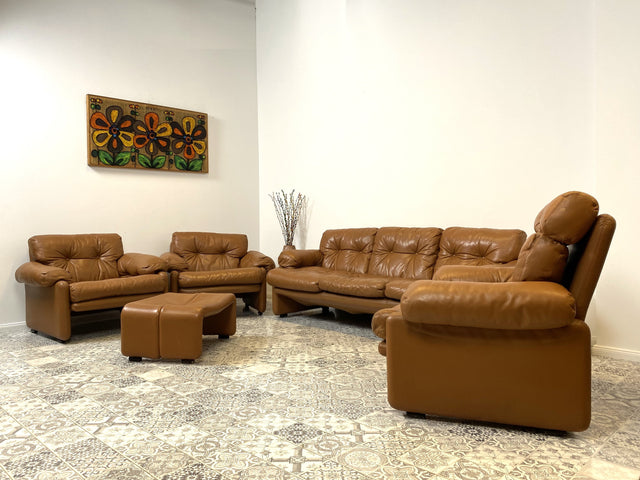 WMK 1/2 High-quality and well-preserved Italian designer armchair Coronado Tobia Scarpa by C&B Italia with genuine leather cover # Armchair Leather Armchair Seating Set Armchair Leather B&B Design Vintage